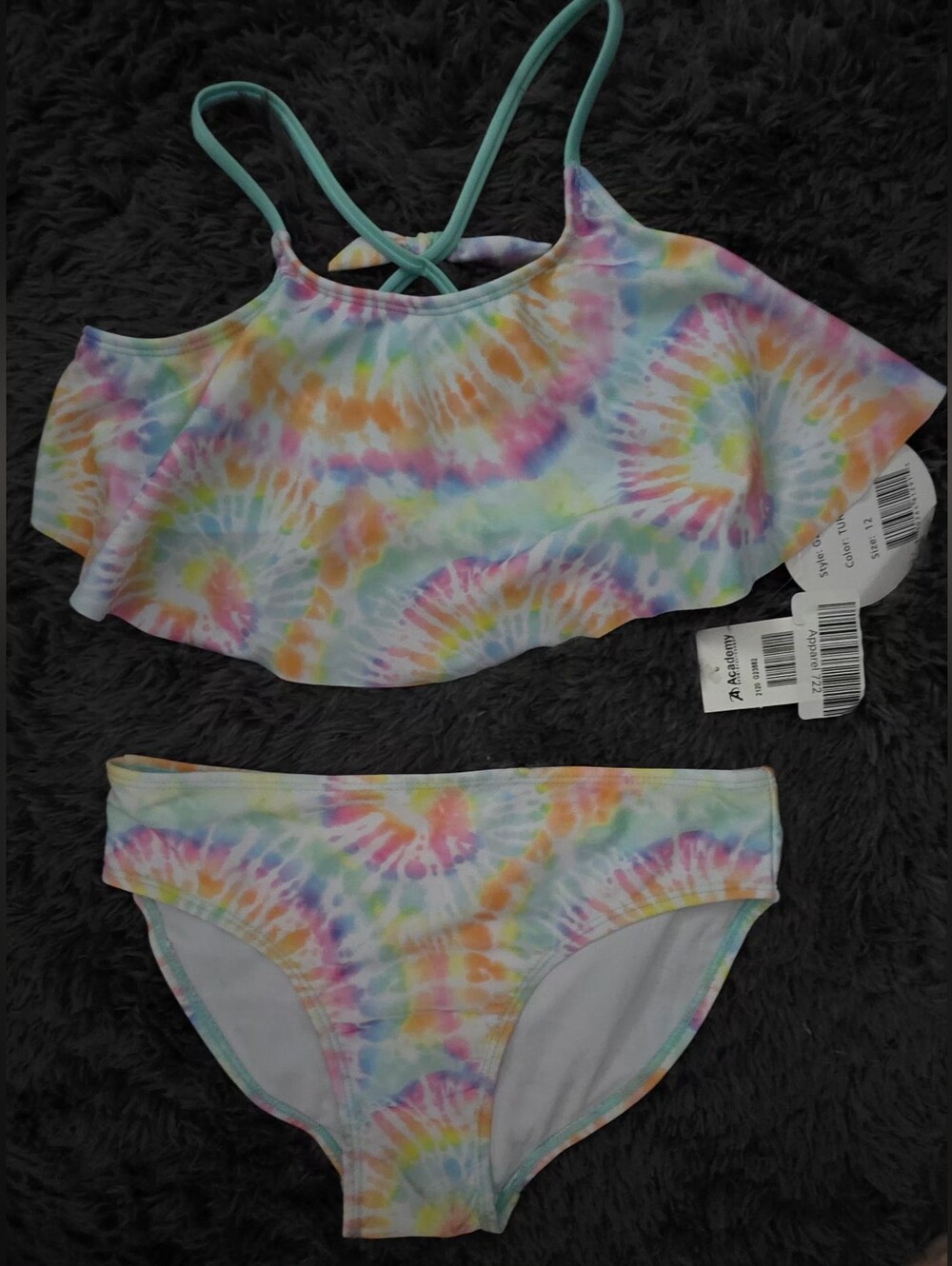 Girls Shelloha Tie-Dye Ruffle Two-Piece Swimsuit - Pastel Multicolor